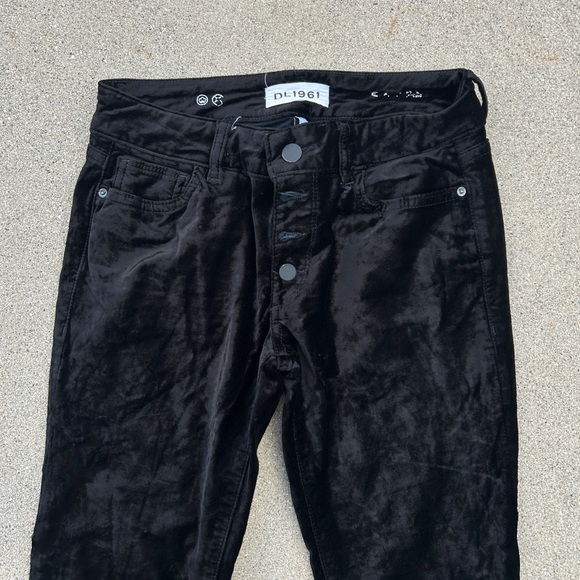 DL 1961 Jet Black Velvet Skinny Pants/legging Size 26 - Picture 2 of 12